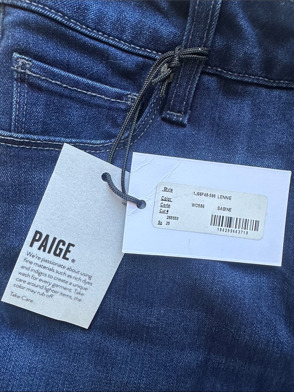 PAIGE LENNIE Wide Leg High-Rise Jeans - Dark Indigo Blue Sabine - Size 25 NWT - Picture 5 of 8